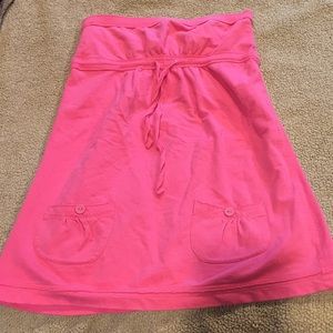 Pink strapless swimsuit coverup